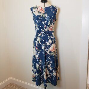 Lauren Ralph Lauren Floral Twist Front Dress Cap Sleeve A-Line Size 4